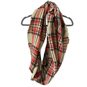 Look By M Women’s Infinity Scarf Wool Blend Plaid Print Casual Preppy‎ Scarf NWT